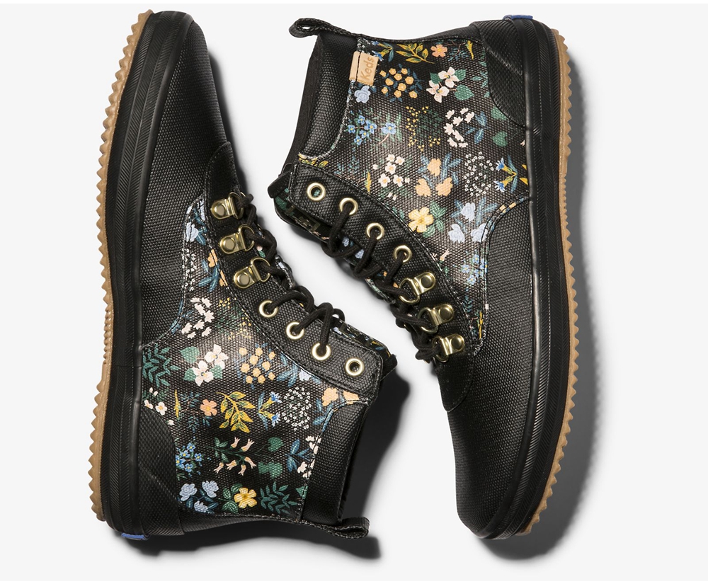 Keds Womens Boots Black - Rifle Paper Co. Scout Water-Resistant Canvas Wildflower - 589YBDSPK